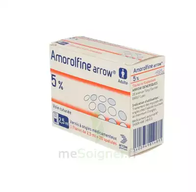 Amorolfine Arrow 5 % V Ongles Médicamenteux 1fl/2,5ml+20spat à MONTAIGUT-SUR-SAVE